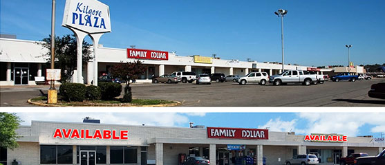 w inc kilgore plaza front of shopping center commercial real estate property retail